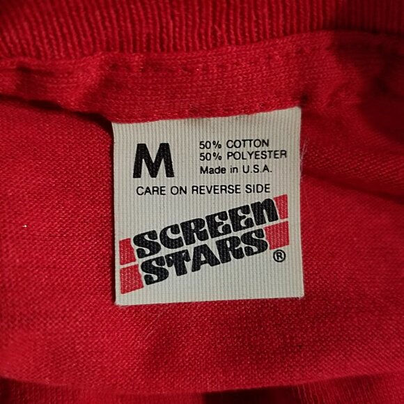 Nos vintage 80s Screen Stars Blank Red 50/50 USA T Shirt M Single Stritch Tee - Picture 4 of 5